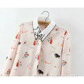 Casual Colorful cartoon animal print women chiffon shirt